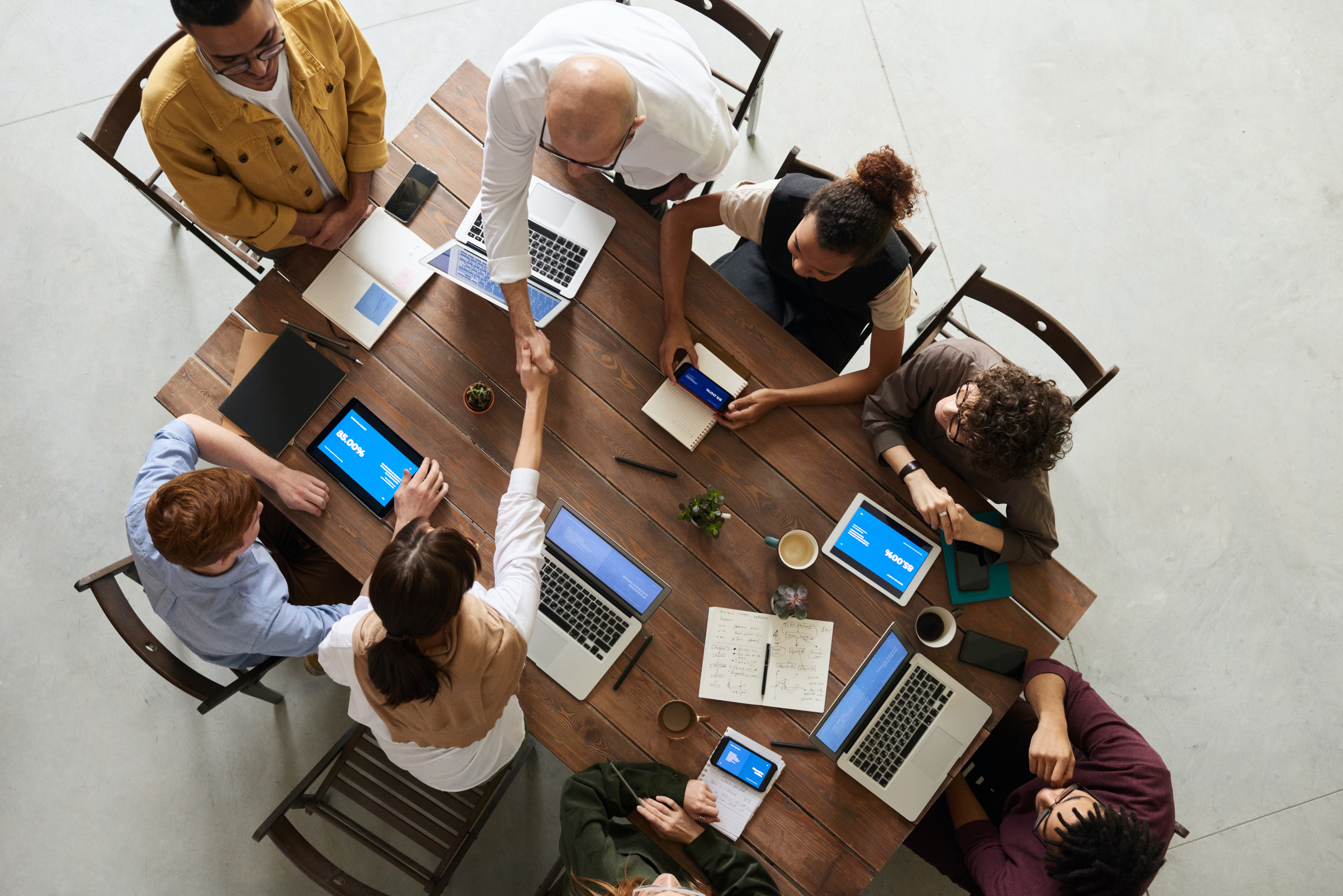 A group of people having a meeting